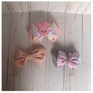 Cute Pink and Peach Hair Bow Set for Kids